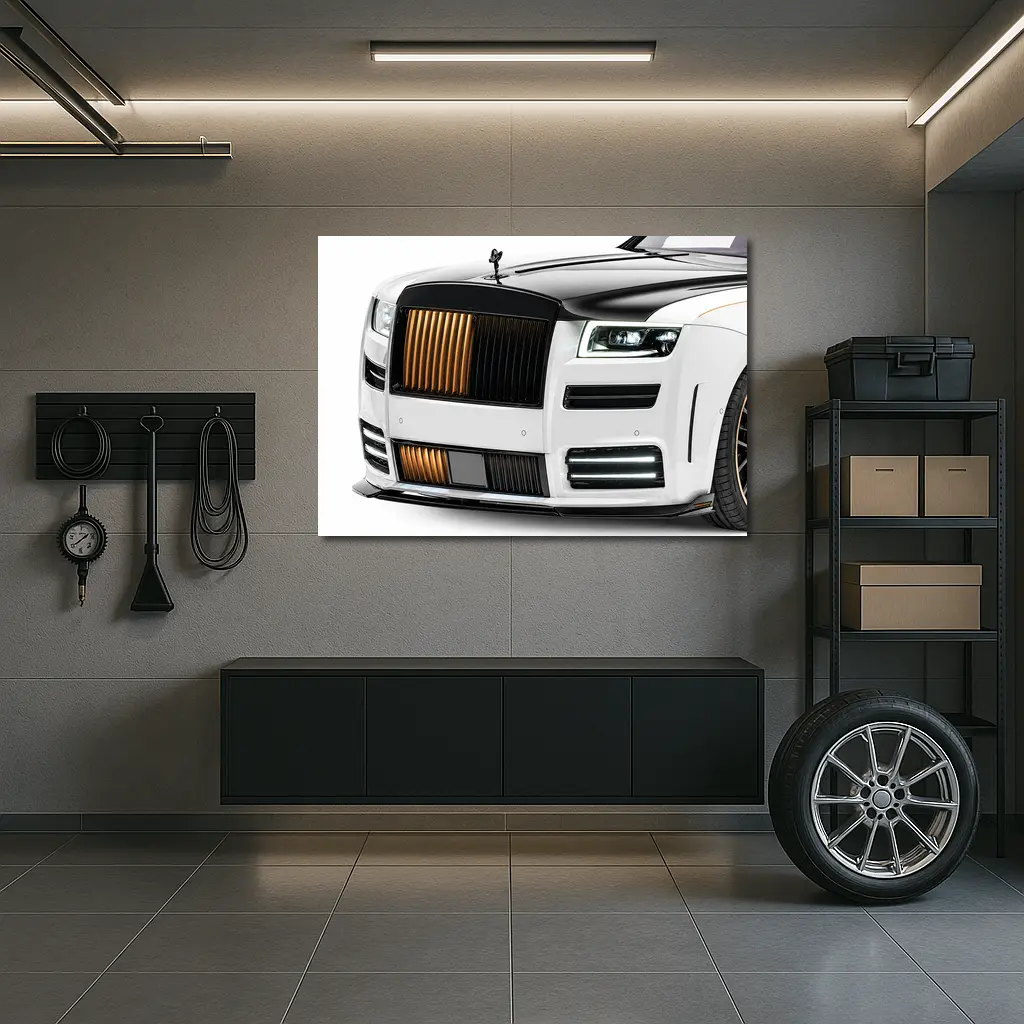 Rolls Royce Ghost White Gold Grille Front – Wall Art