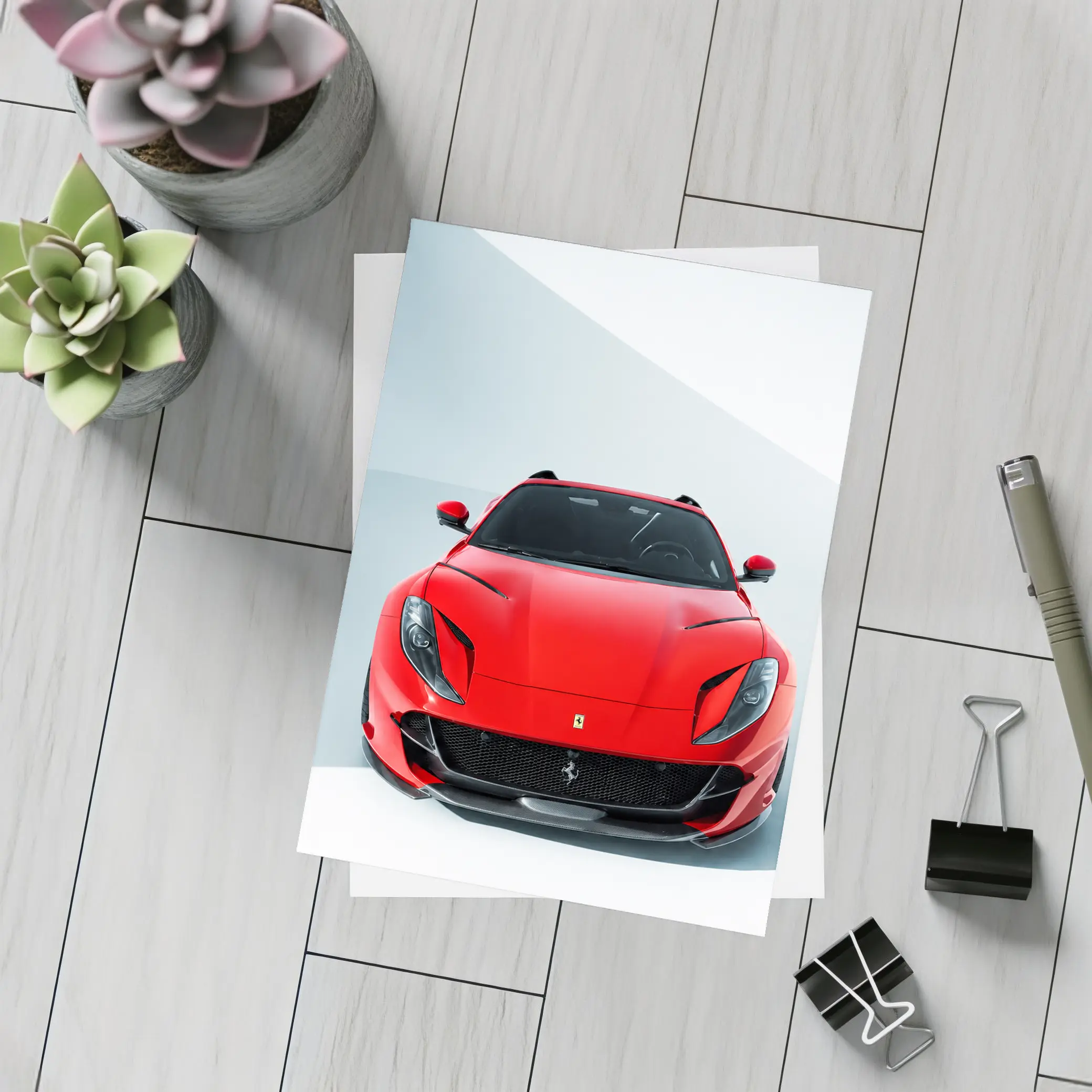 Ferrari 812 Superfast Red Minimal Studio – Postcards