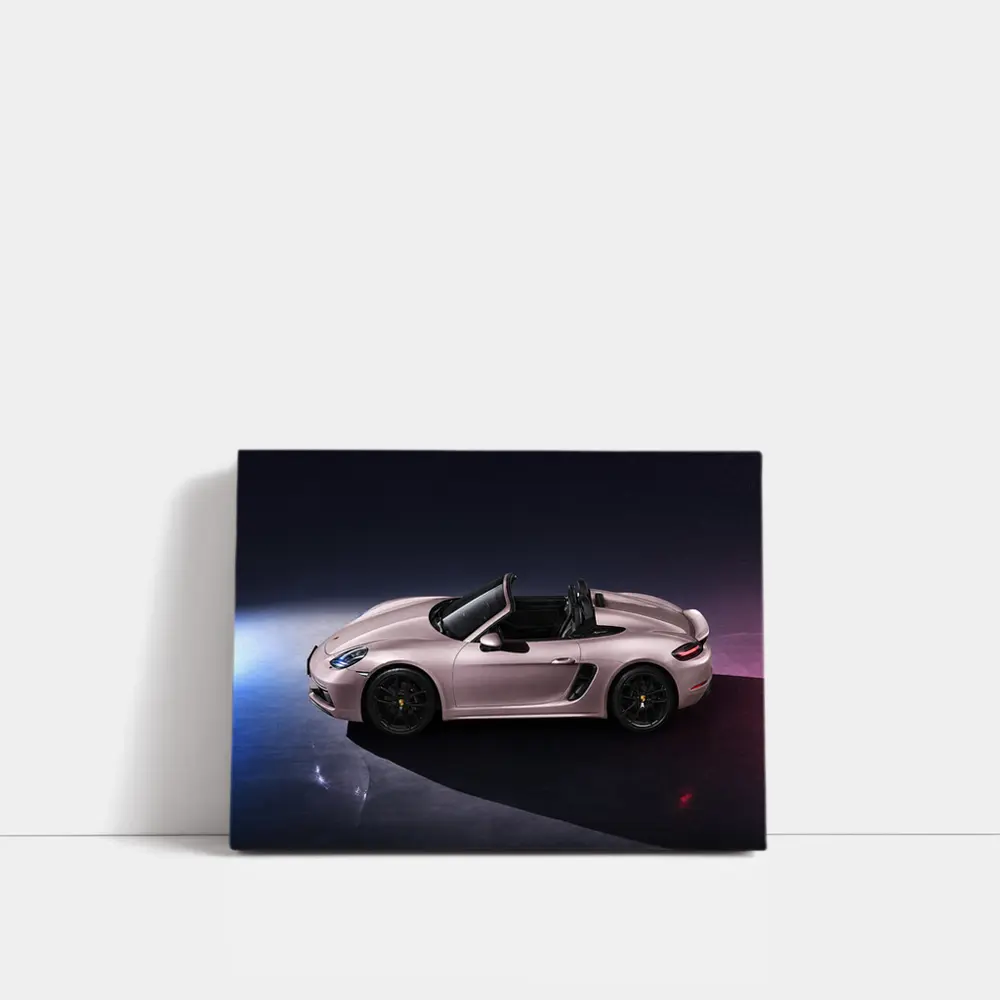 Porsche Boxster Pink Studio Dark Background – Wall Art