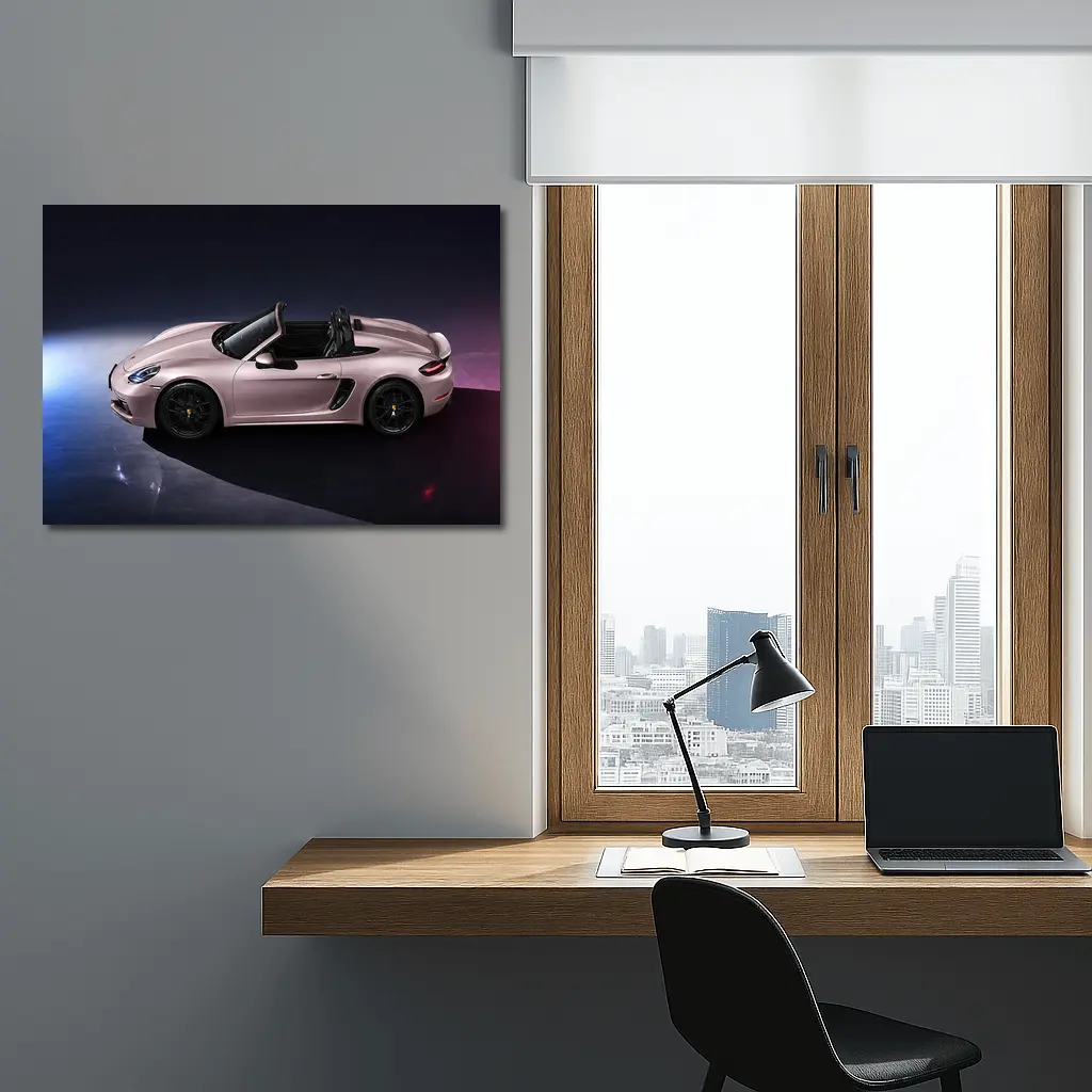 Porsche Boxster Pink Studio Dark Background – Wall Art