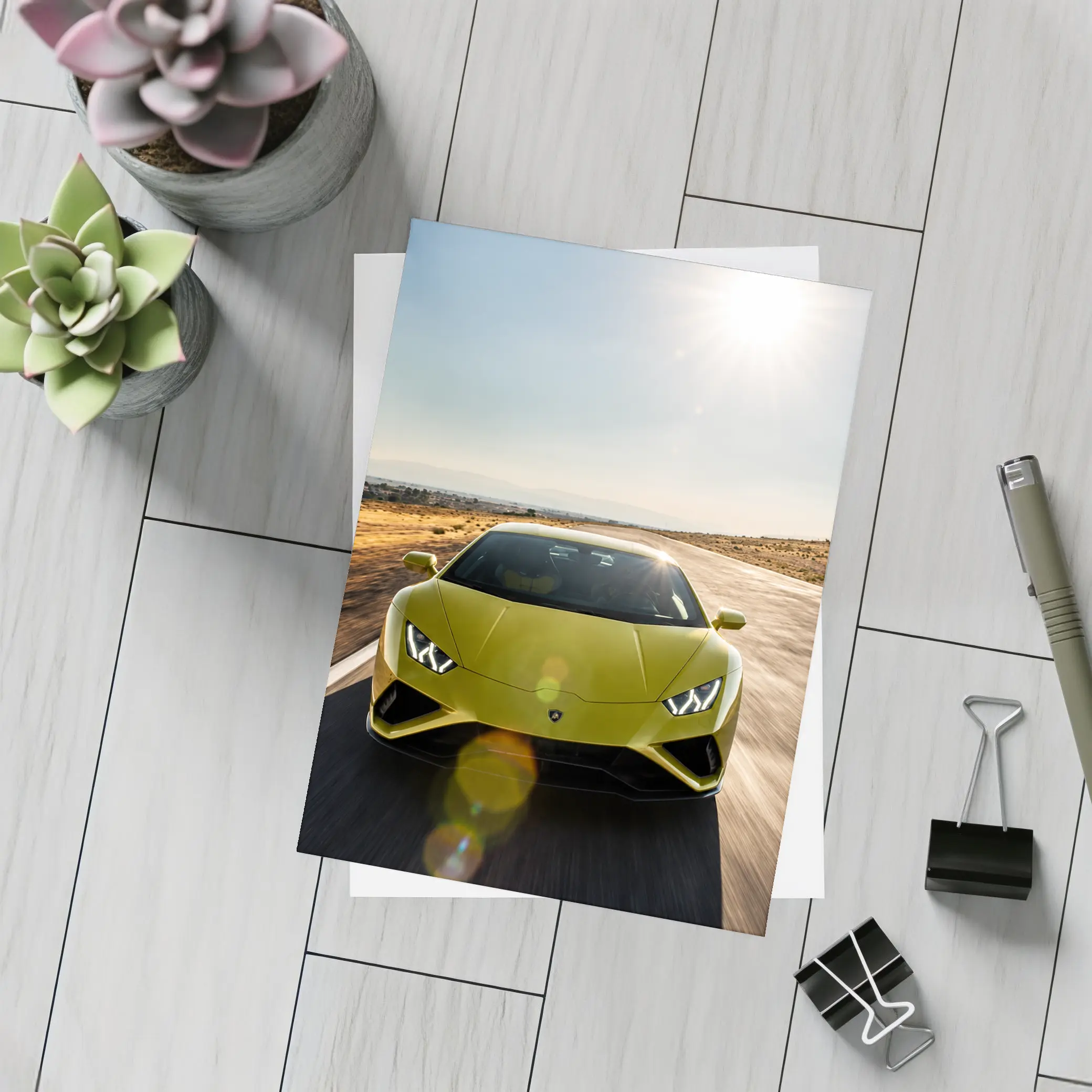 Lamborghini Huracan Green Desert Road Drive – Postcards