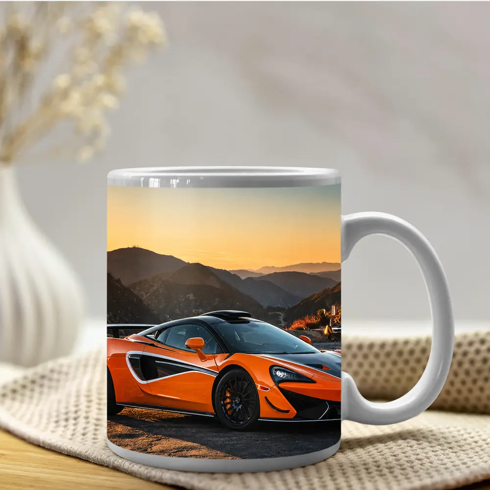 McLaren 570S Orange Supercar Mountain Sunset – Mugs
