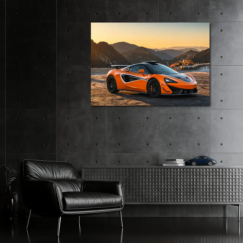 McLaren 570S Orange Supercar Mountain Sunset – Wall Art