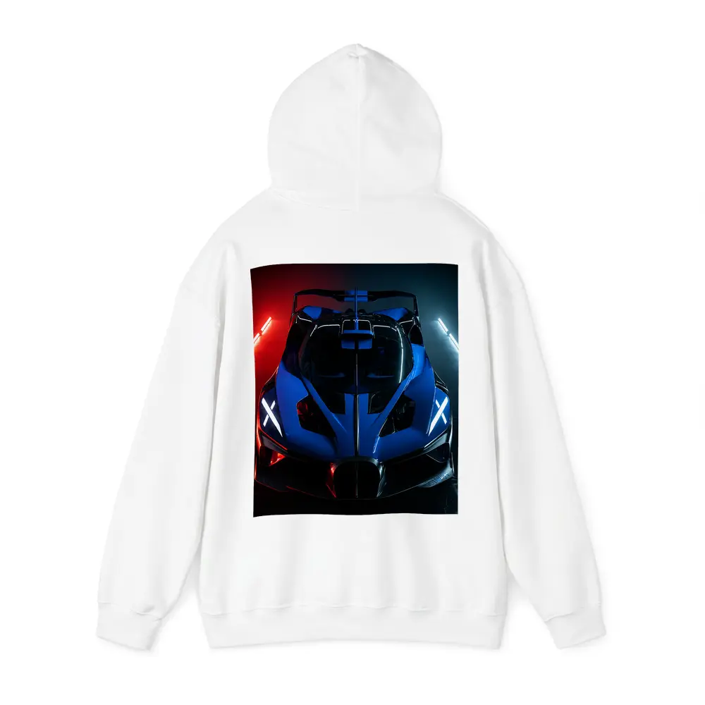 Bugatti Bolide Blue Supercar Neon Studio – Hoodies