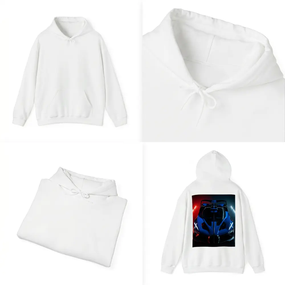 Bugatti Bolide Blue Supercar Neon Studio – Hoodies