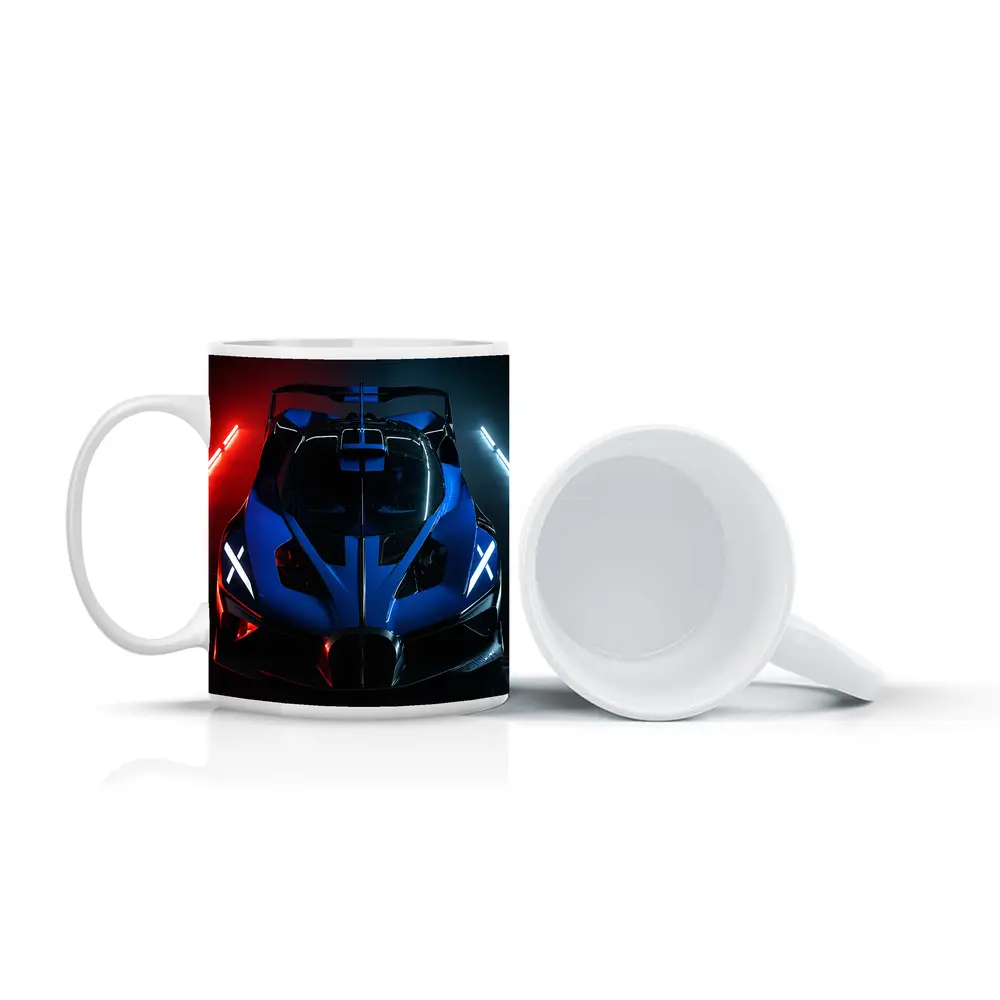 Bugatti Bolide Blue Supercar Neon Studio – Mugs