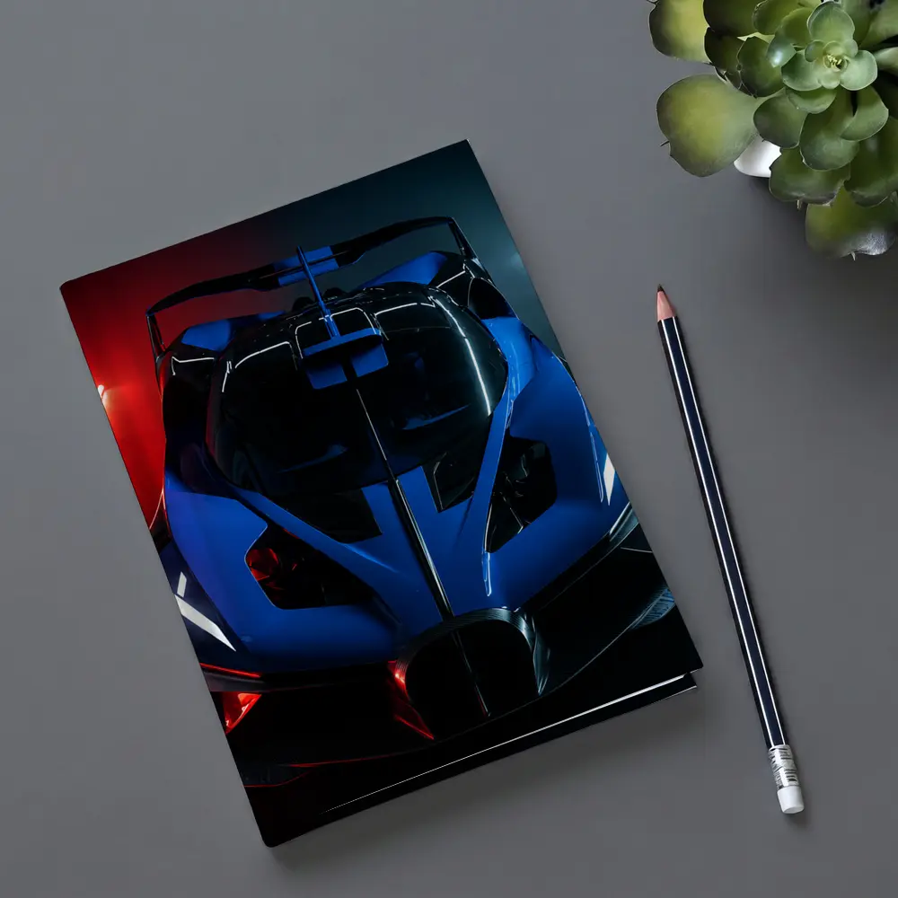 Bugatti Bolide Blue Supercar Neon Studio – Notebooks