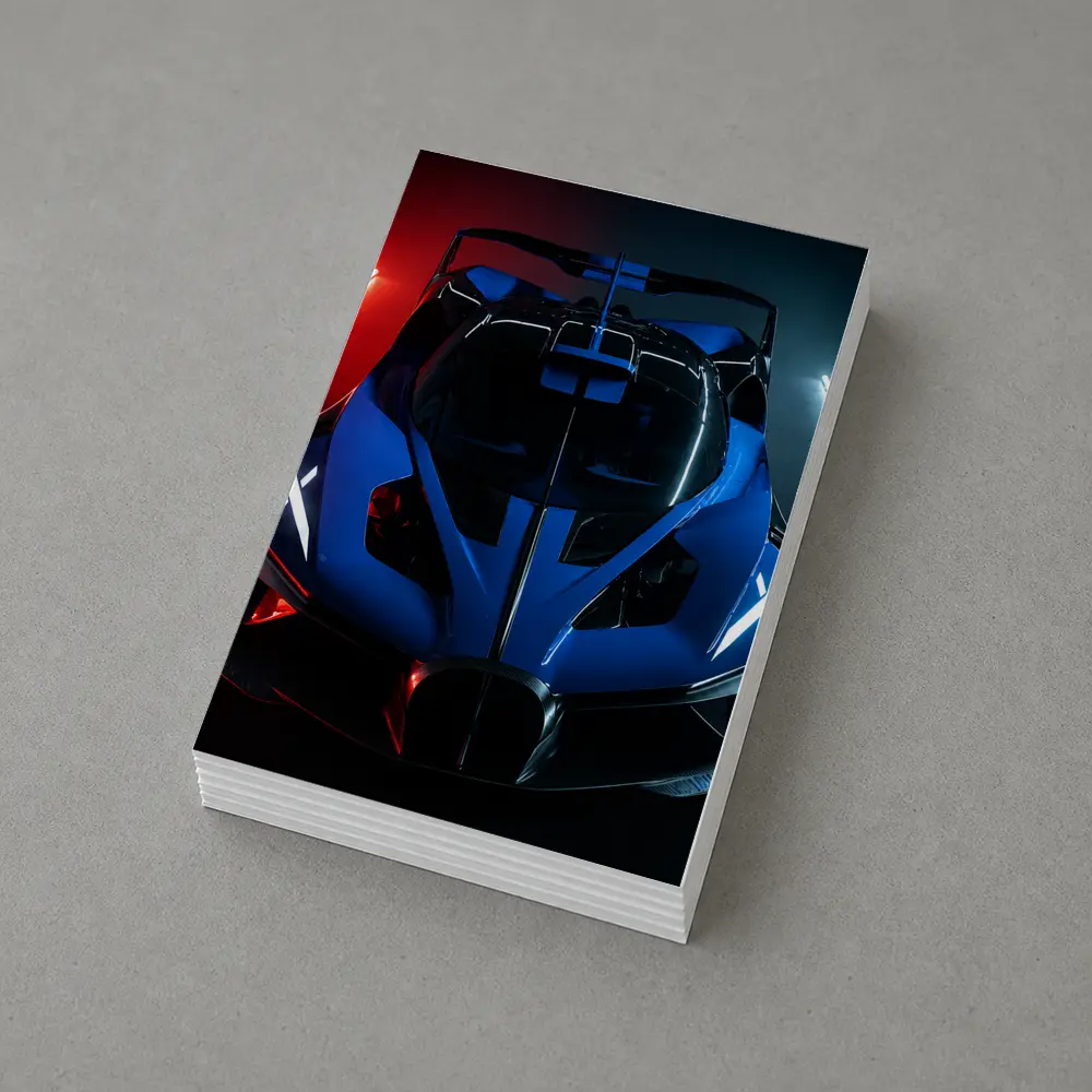 Bugatti Bolide Blue Supercar Neon Studio – Postcards