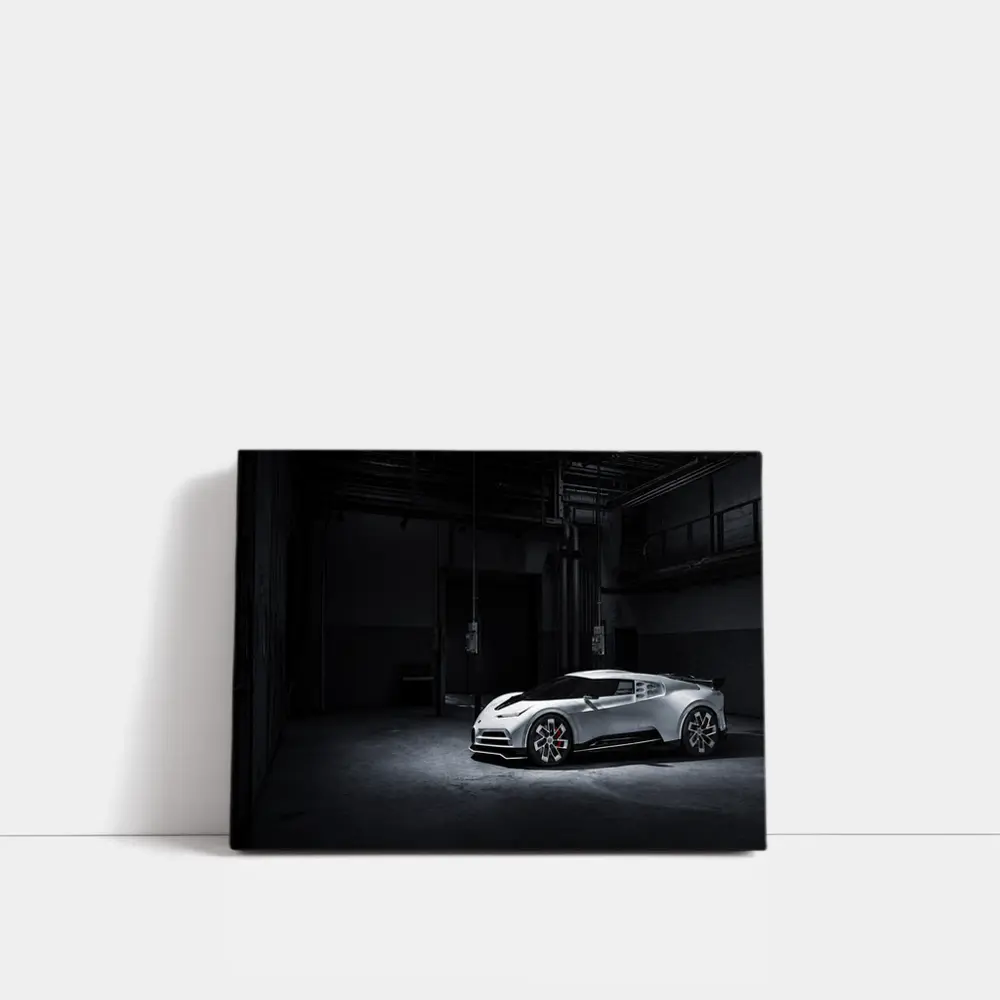 Bugatti Centodieci White Supercar Dark Warehouse – Wall Art