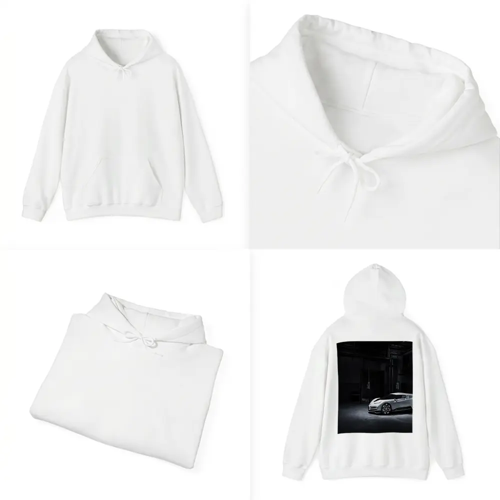 Bugatti Centodieci White Supercar Dark Warehouse – Hoodies