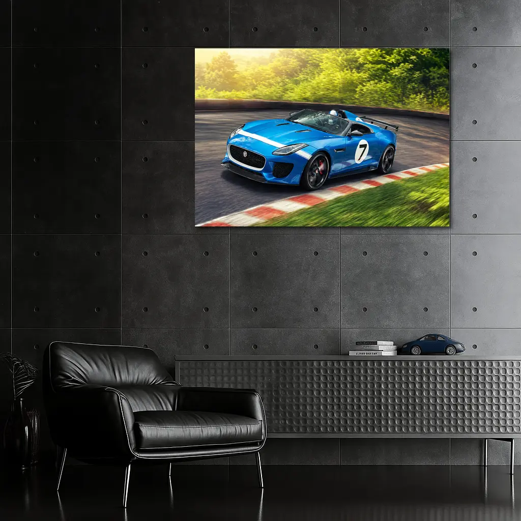 Jaguar F-Type Racing Blue Track Speed – Wall Art