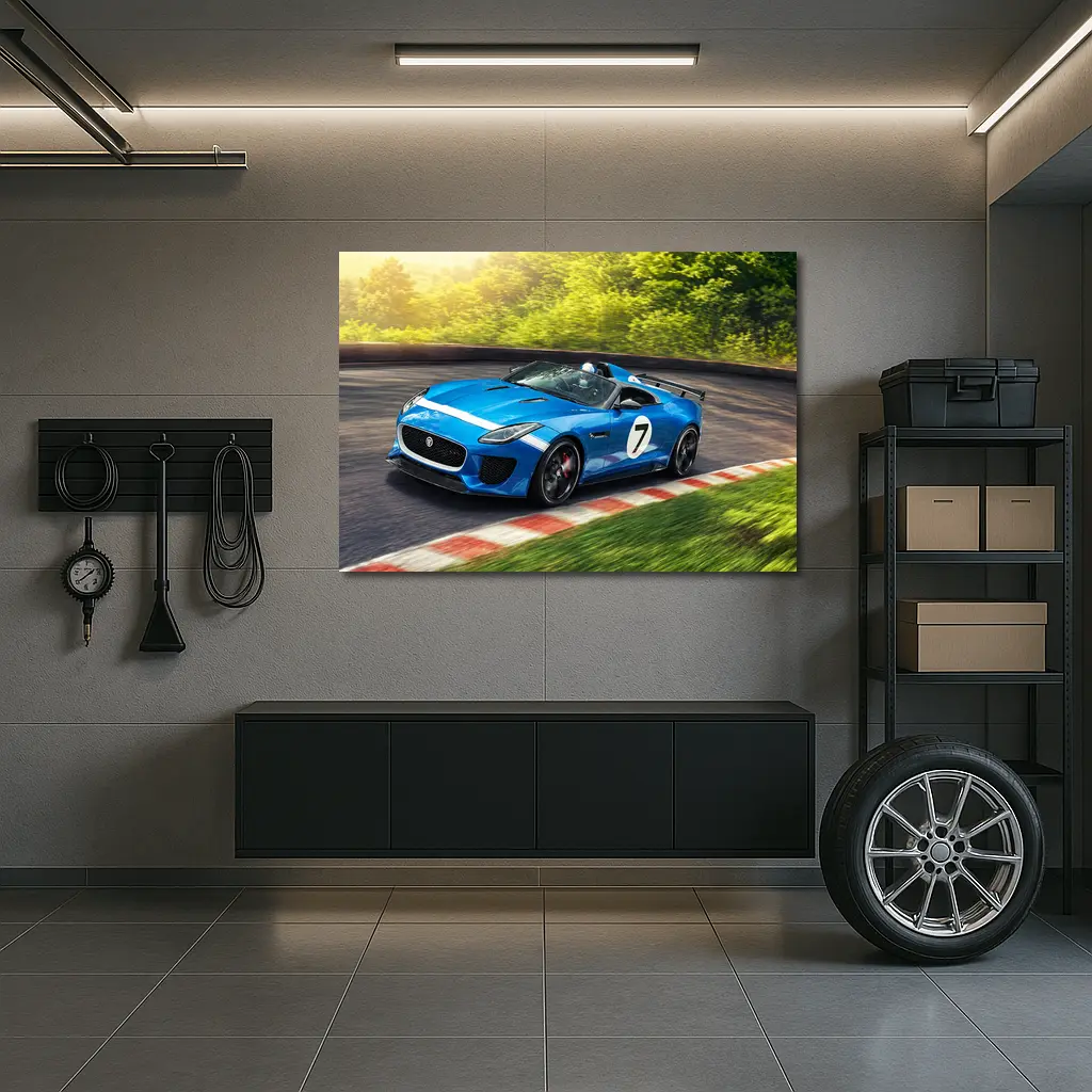 Jaguar F-Type Racing Blue Track Speed – Wall Art