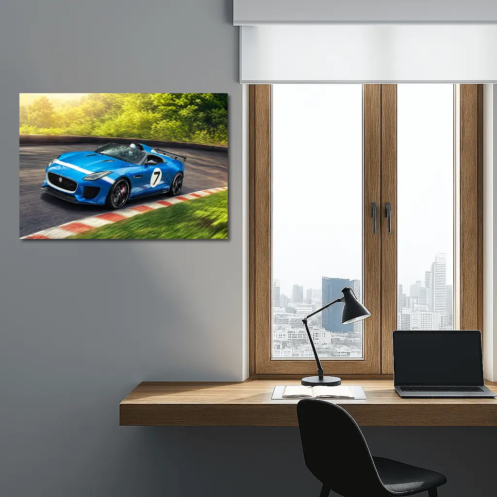 Jaguar F-Type Racing Blue Track Speed – Wall Art