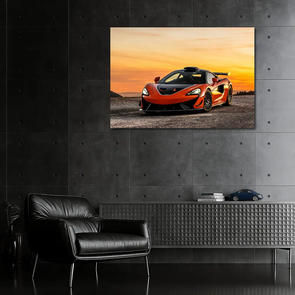 McLaren 620R Orange Supercar Sunset Sky – Wall Art