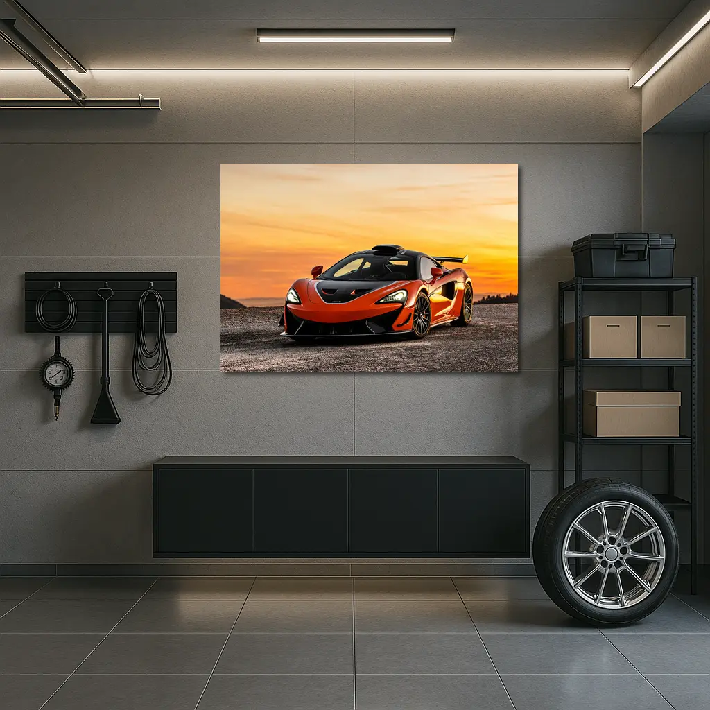 McLaren 620R Orange Supercar Sunset Sky – Wall Art