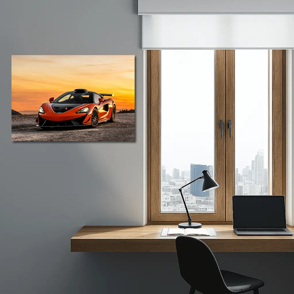McLaren 620R Orange Supercar Sunset Sky – Wall Art