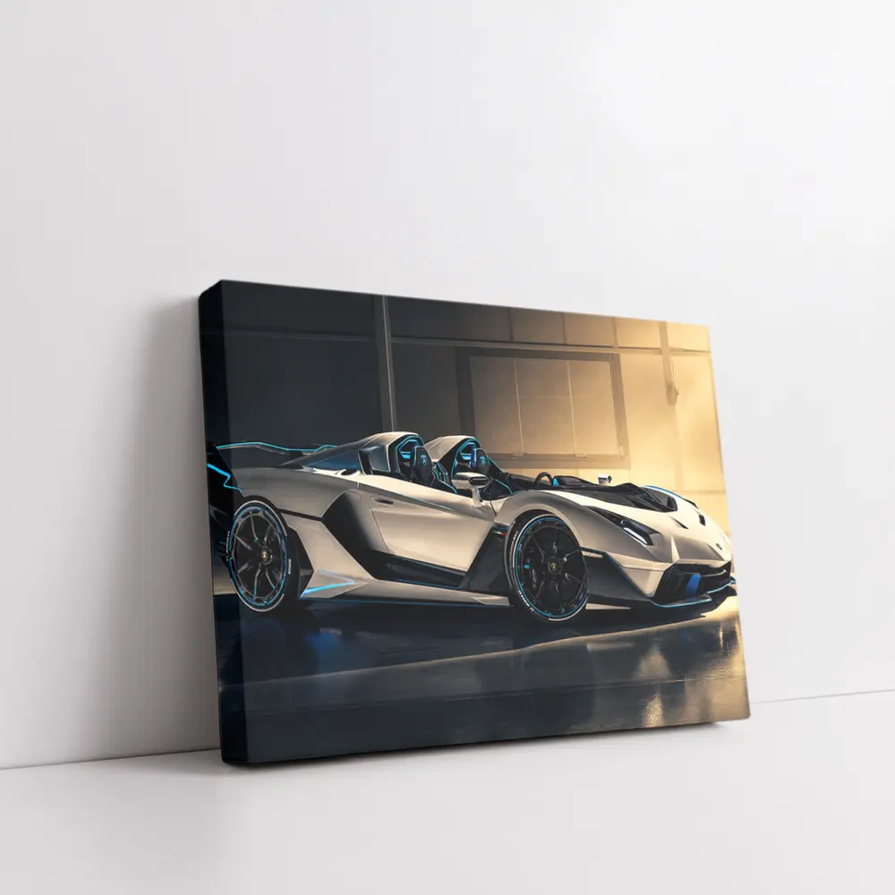 Lamborghini Veneno Roadster Silver Garage – Wall Art