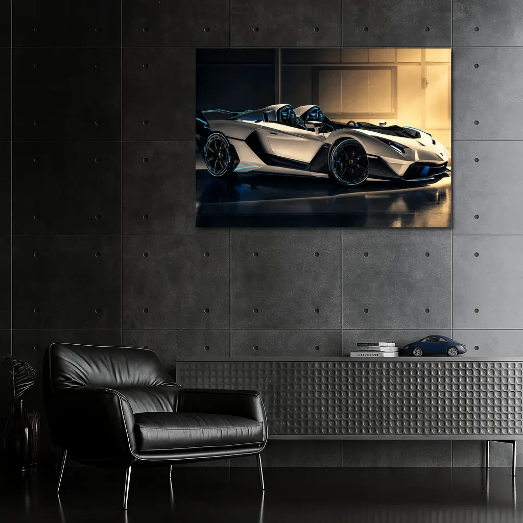Lamborghini Veneno Roadster Silver Garage – Wall Art