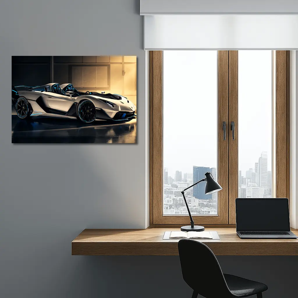 Lamborghini Veneno Roadster Silver Garage – Wall Art