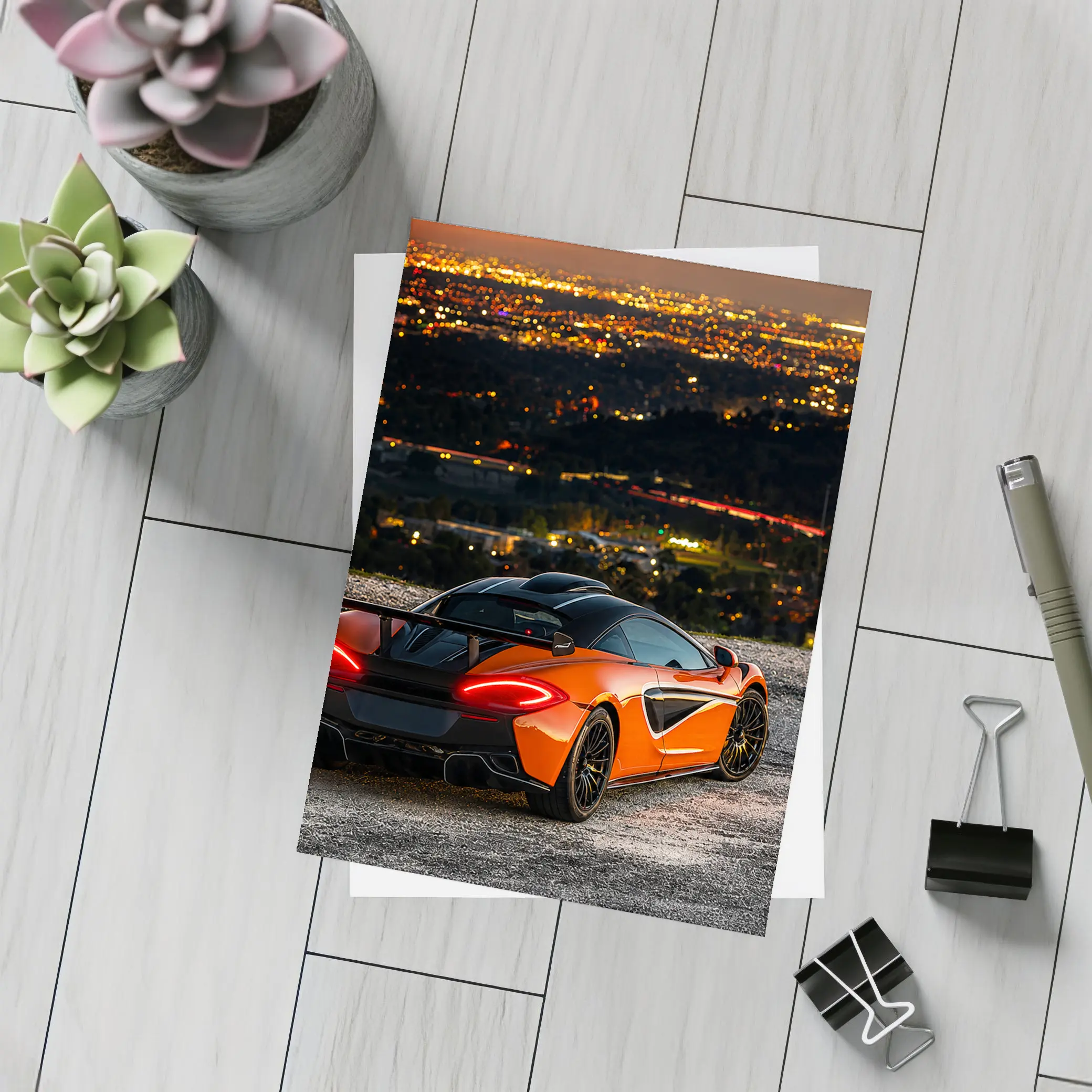 McLaren 600LT Orange City Night Overlook – Postcards
