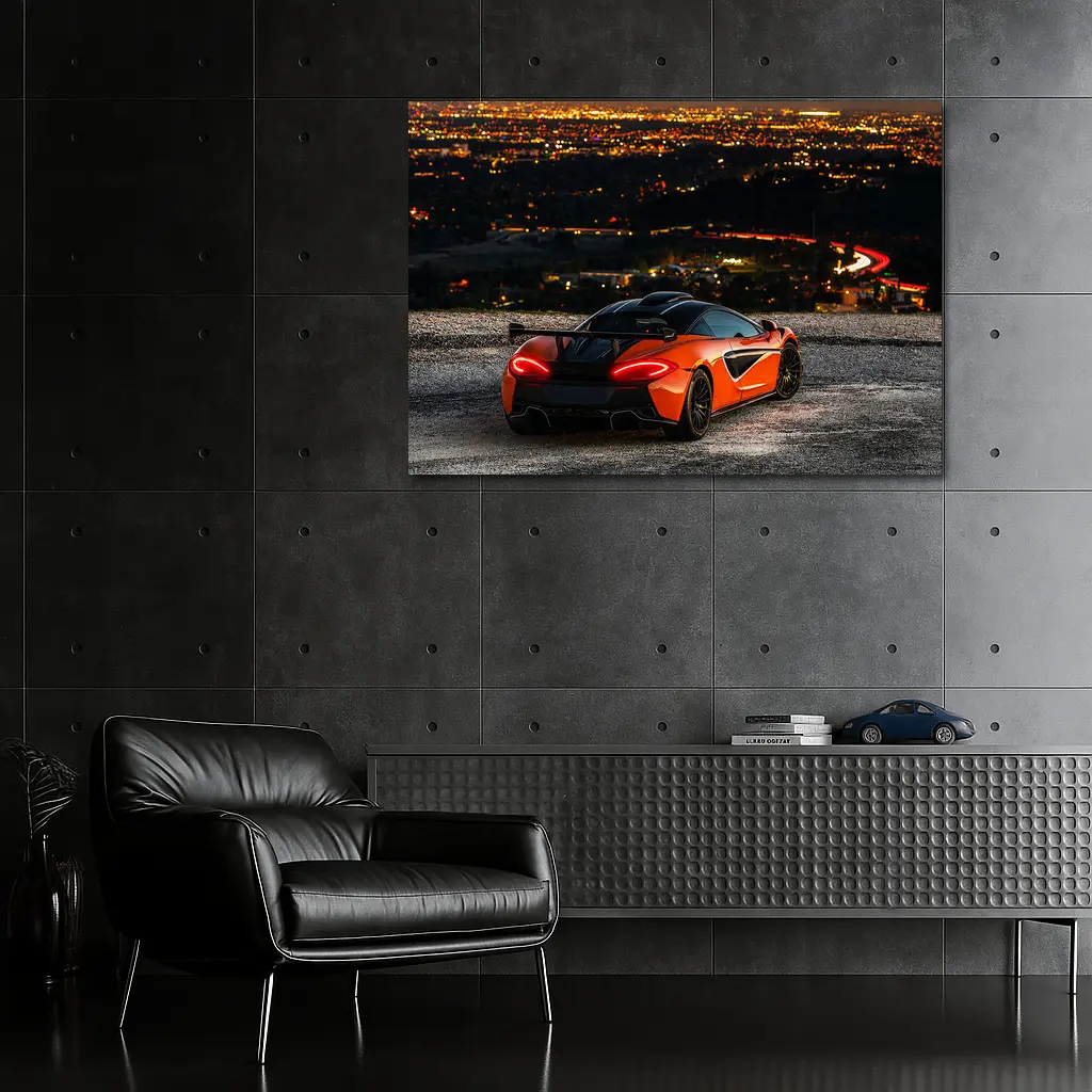 McLaren 600LT Orange City Night Overlook – Wall Art