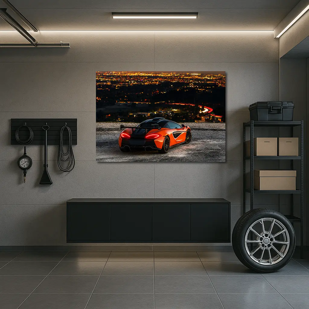 McLaren 600LT Orange City Night Overlook – Wall Art
