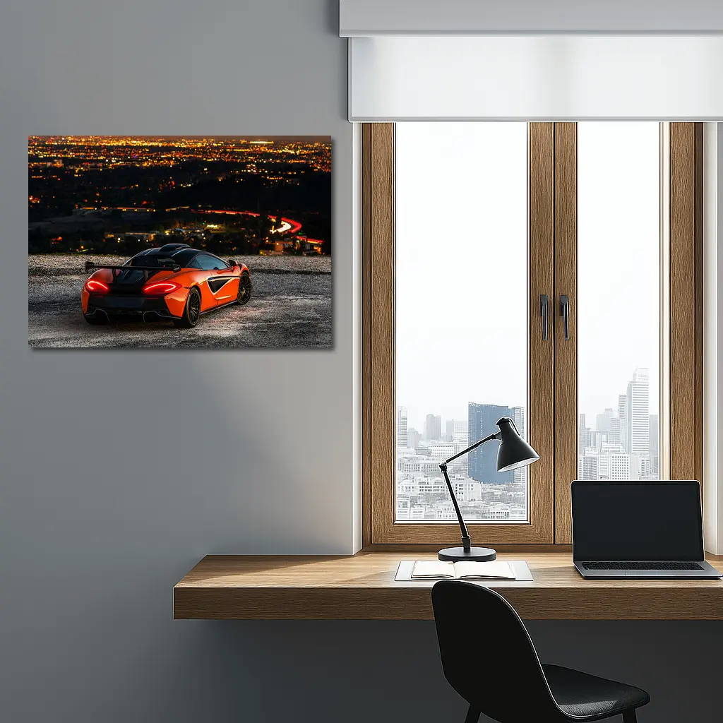 McLaren 600LT Orange City Night Overlook – Wall Art