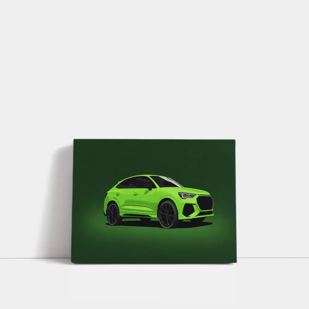 Audi RS Q3 Green Illustration Dark Background – Wall Art