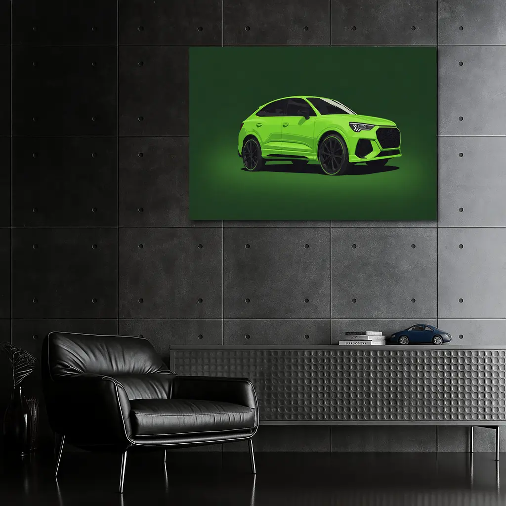 Audi RS Q3 Green Illustration Dark Background – Wall Art