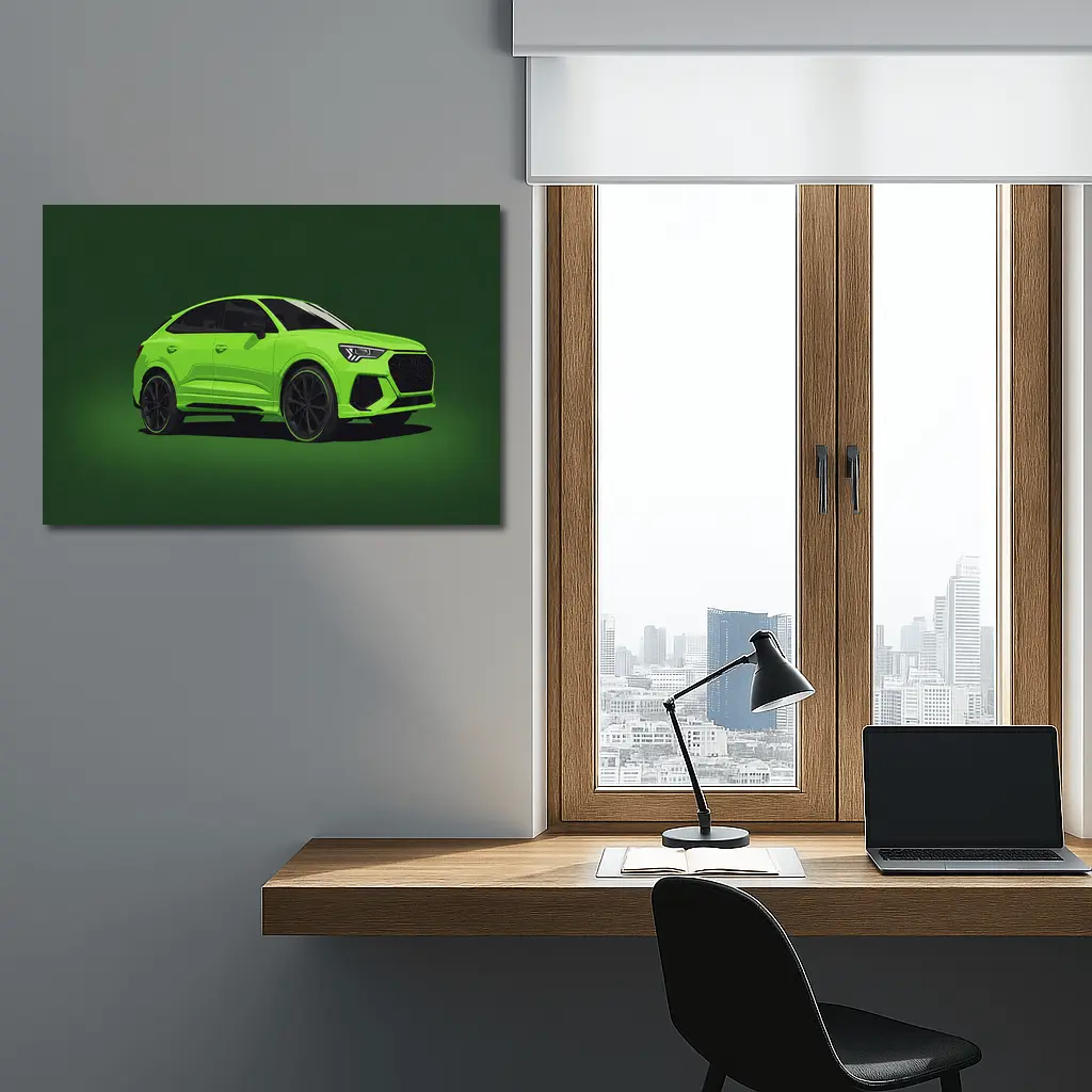 Audi RS Q3 Green Illustration Dark Background – Wall Art