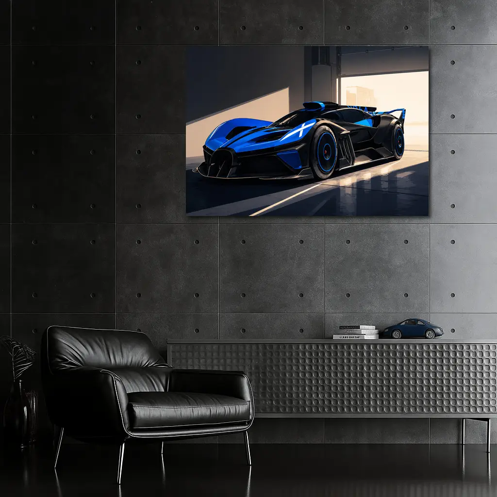 Bugatti Bolide Blue Black Garage Art – Wall Art