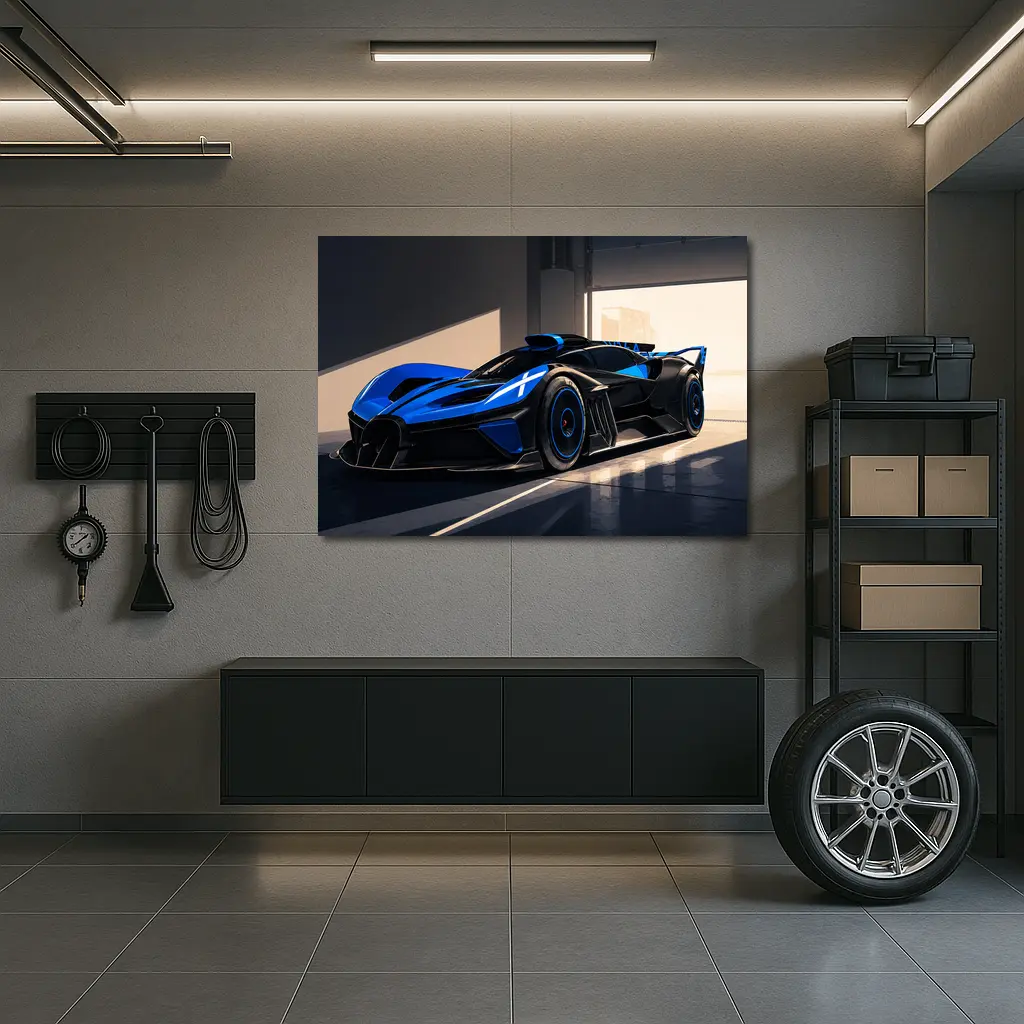 Bugatti Bolide Blue Black Garage Art – Wall Art