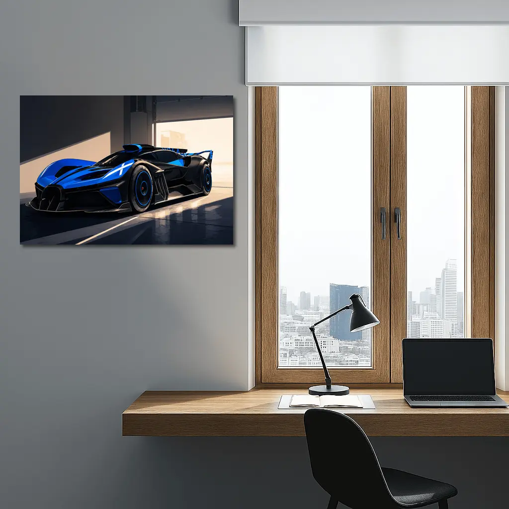 Bugatti Bolide Blue Black Garage Art – Wall Art