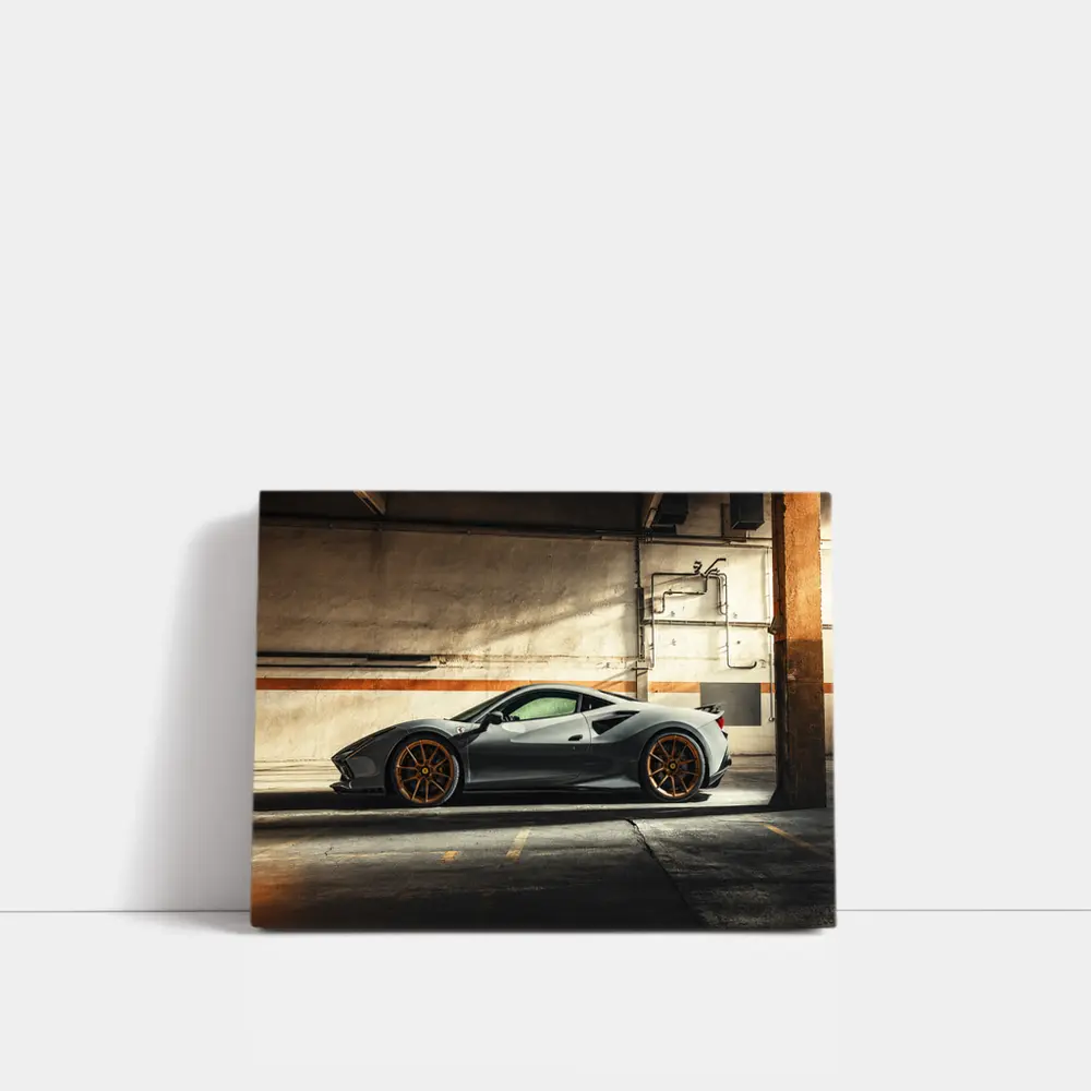 Ferrari 488 GTB Gray Garage Side Profile – Wall Art