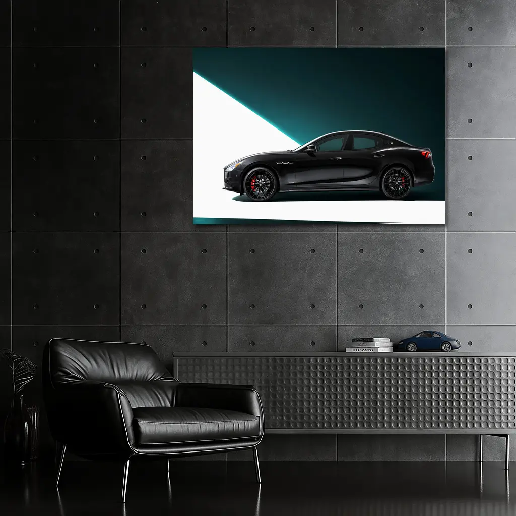 Maserati Ghibli Black Sedan Studio Shot – Wall Art