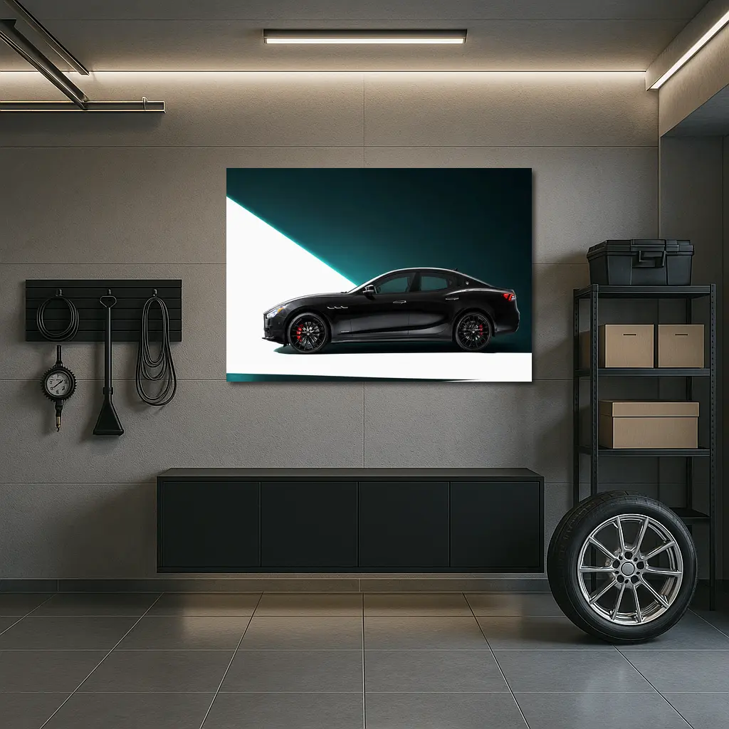 Maserati Ghibli Black Sedan Studio Shot – Wall Art