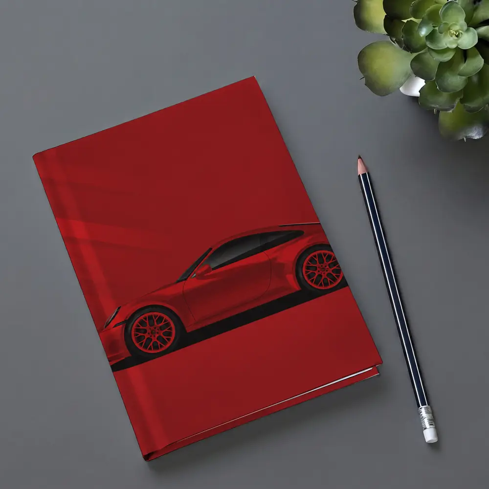 Red Porsche 911 Minimal Bold Red Background – Notebooks