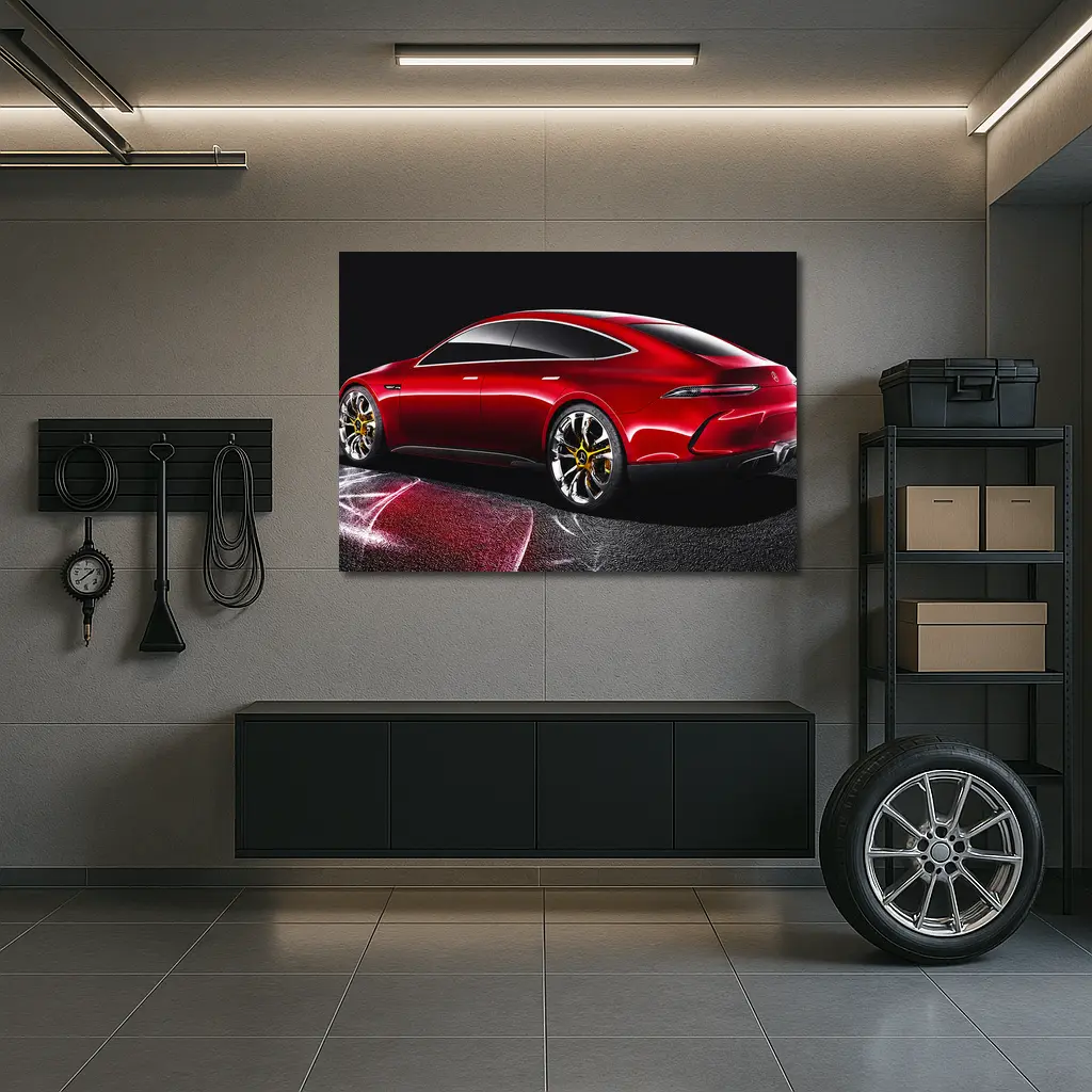 Mercedes AMG GT Red Concept Dark Background – Wall Art