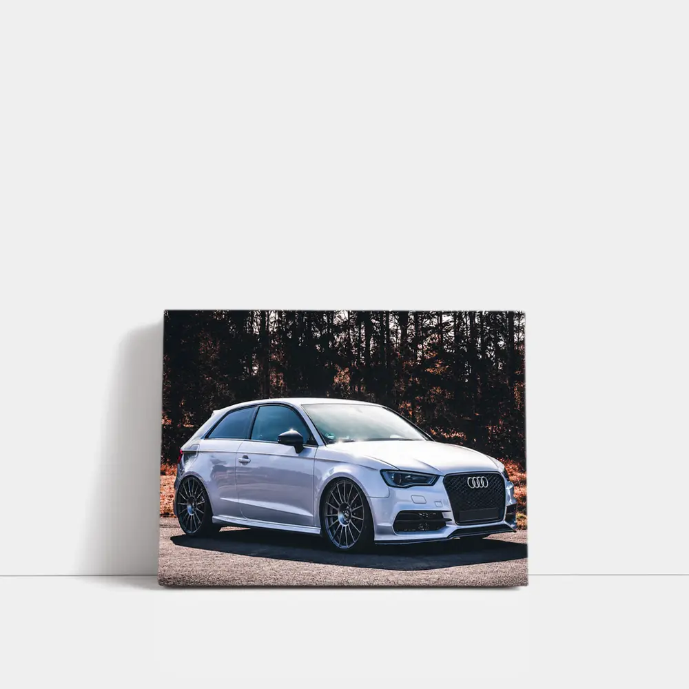 Audi A3 White Hatchback Forest Background – Wall Art