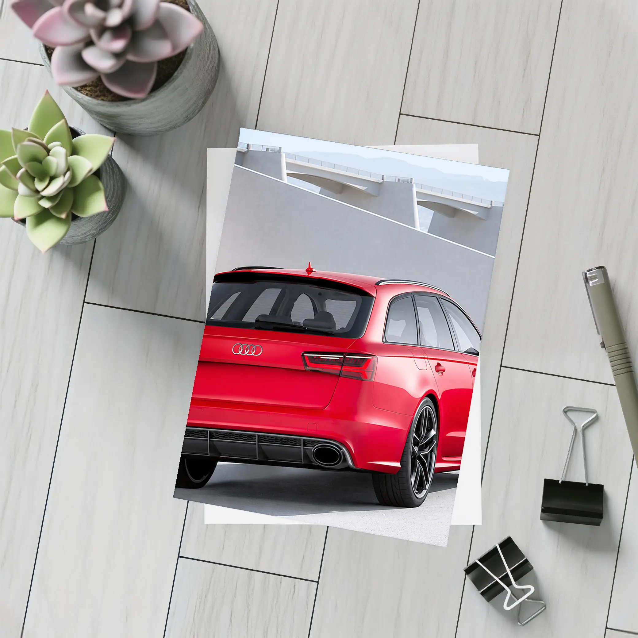 Audi RS6 Red Rear Concrete Architecture – Postcards