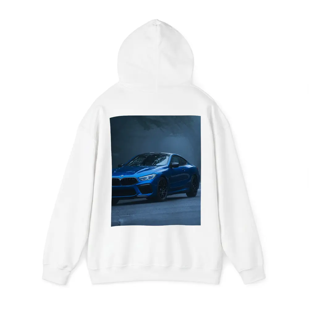 BMW M8 Blue Coupe Foggy Forest Road – Hoodies