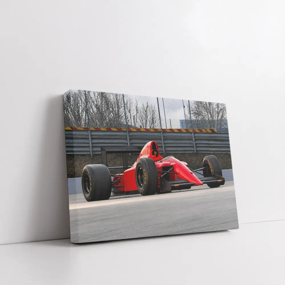 Red Formula One Car On Racing Circuit – Wall Art