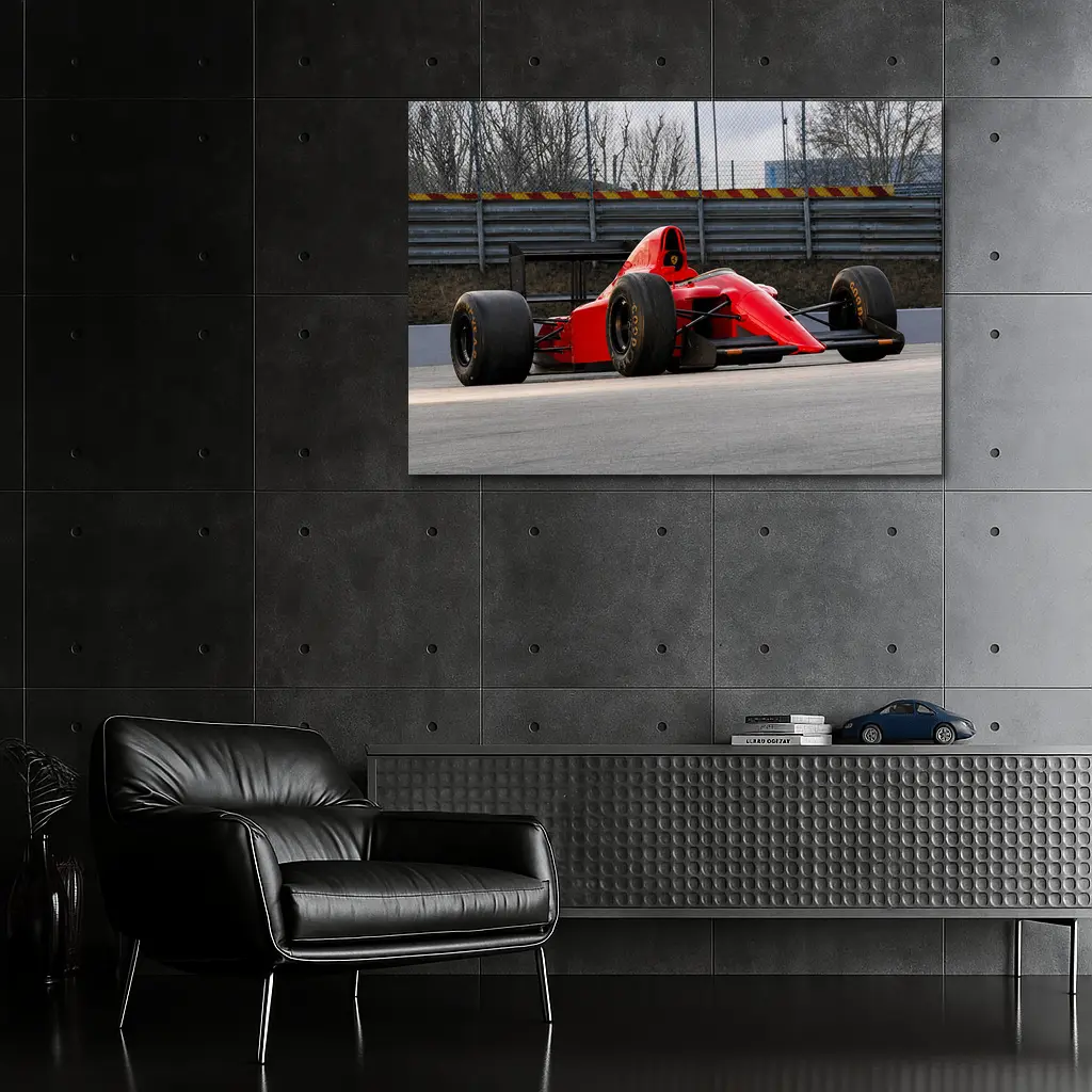 Red Formula One Car On Racing Circuit – Wall Art