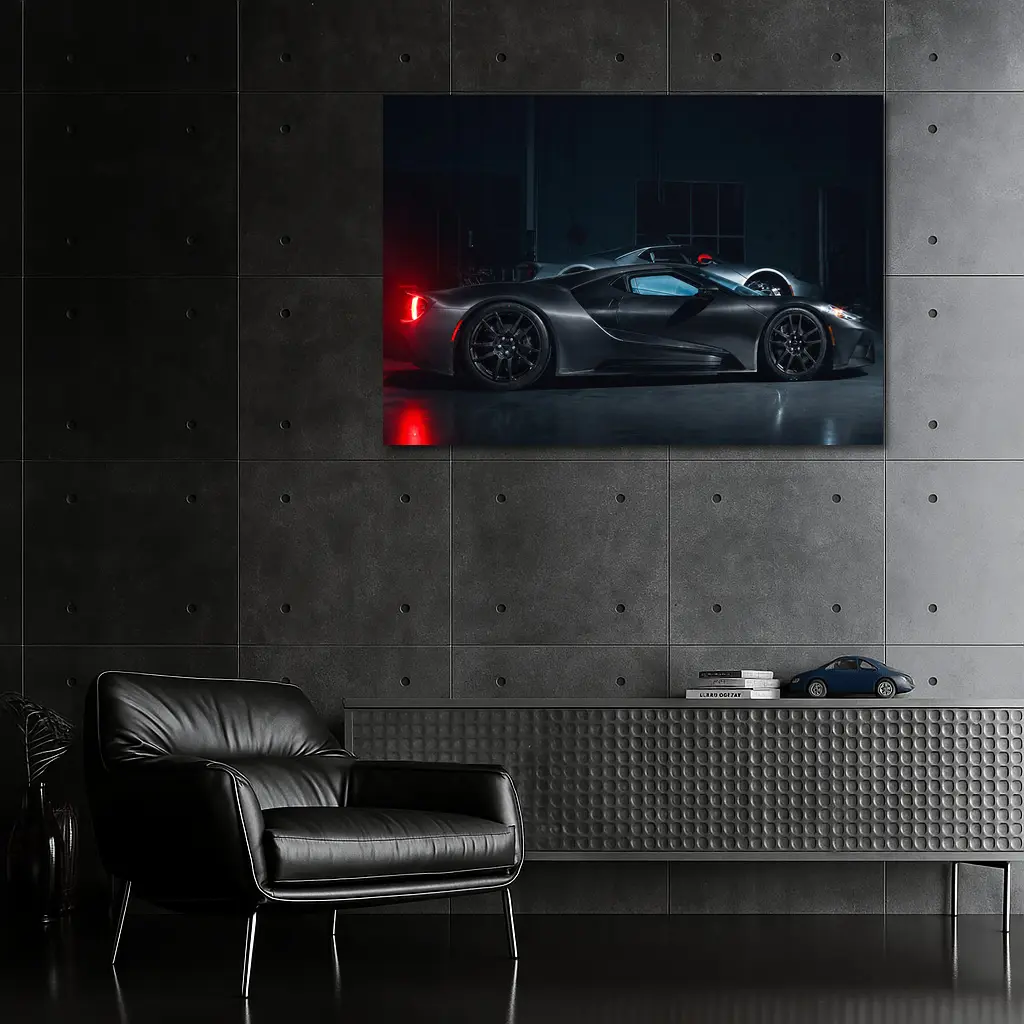 Ford GT Supercar Dark Garage Side Profile – Wall Art