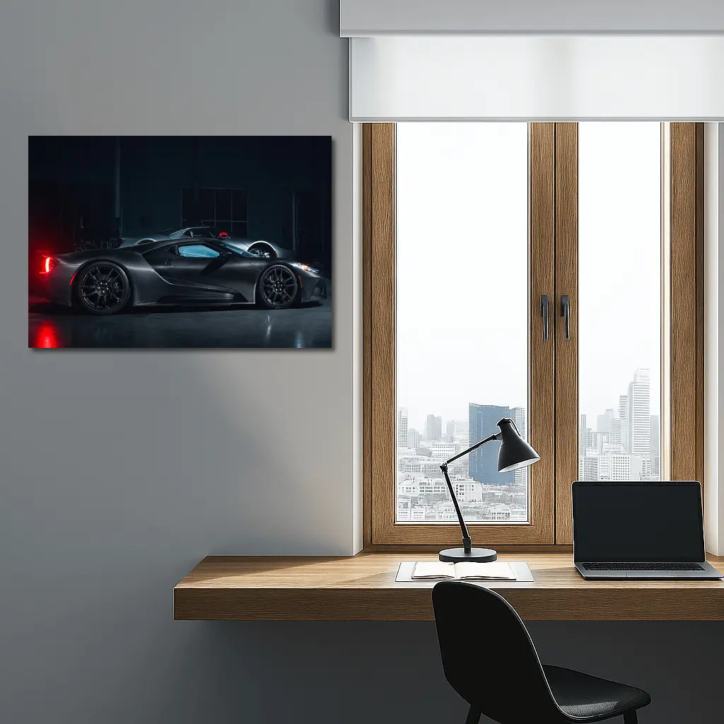Ford GT Supercar Dark Garage Side Profile – Wall Art