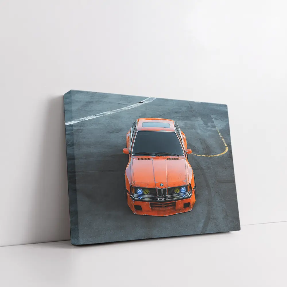 BMW 3 Series Orange Custom Wide Body Street – Wall Art