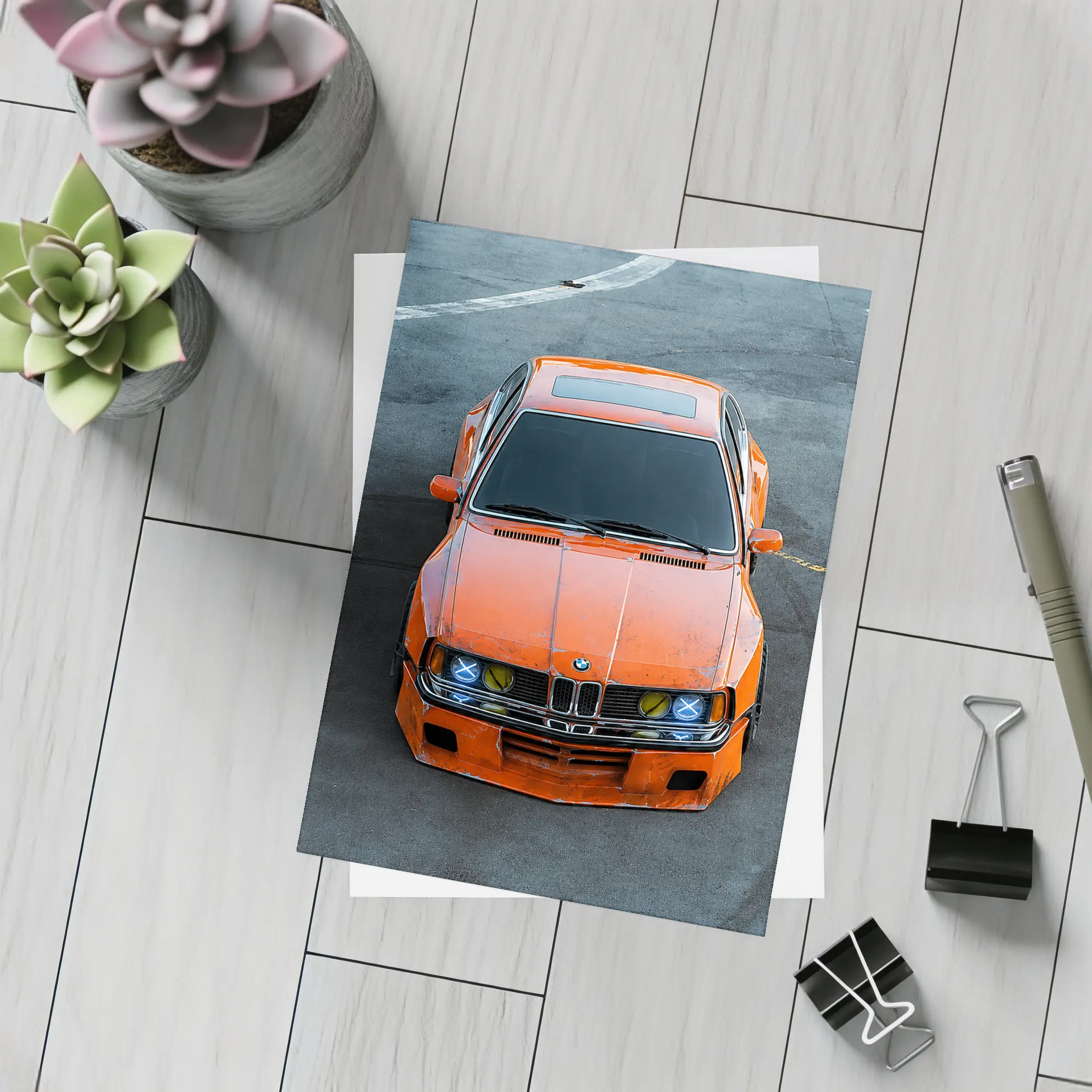 BMW 3 Series Orange Custom Wide Body Street – Postcards