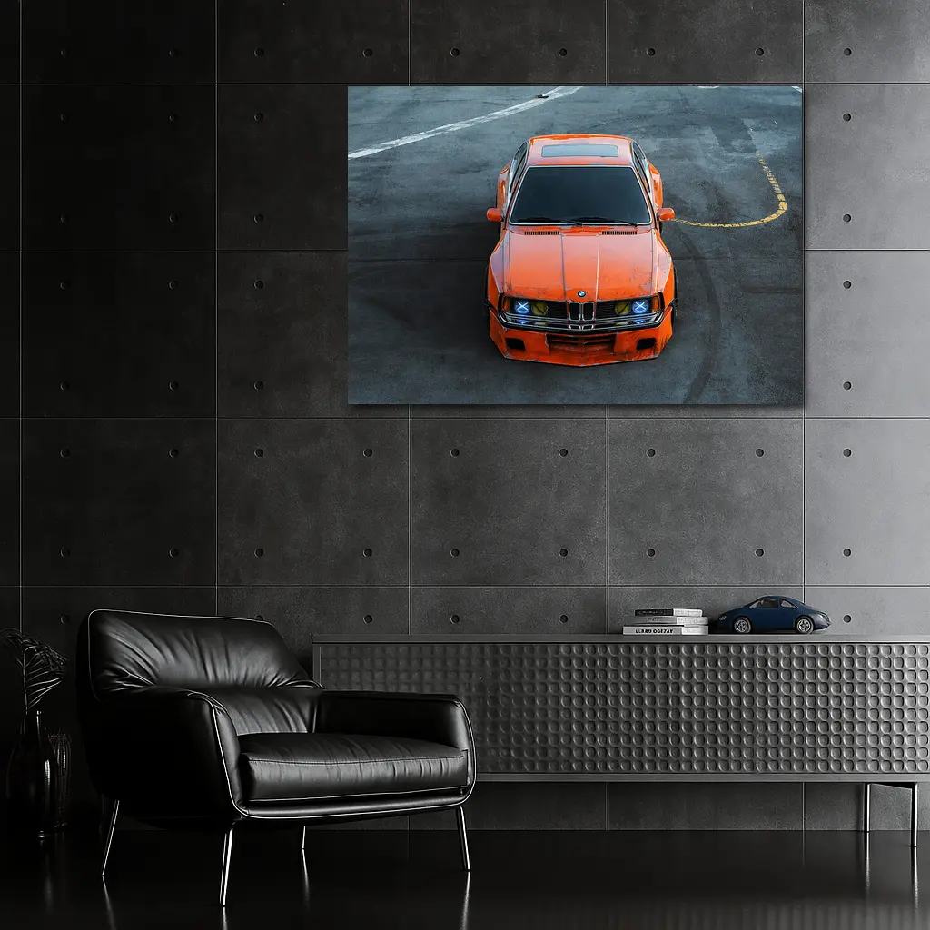 BMW 3 Series Orange Custom Wide Body Street – Wall Art