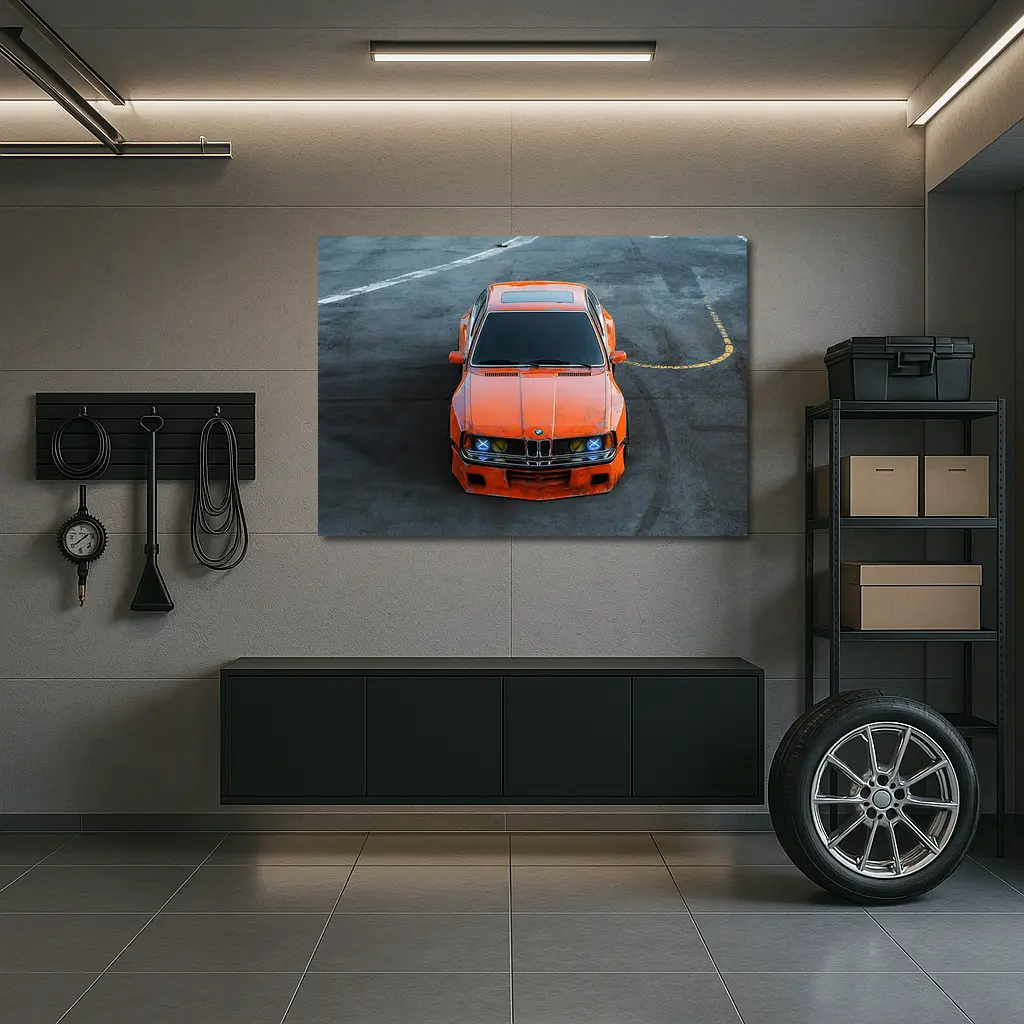 BMW 3 Series Orange Custom Wide Body Street – Wall Art