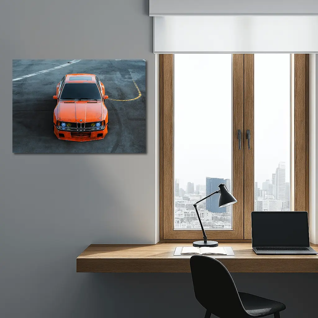 BMW 3 Series Orange Custom Wide Body Street – Wall Art